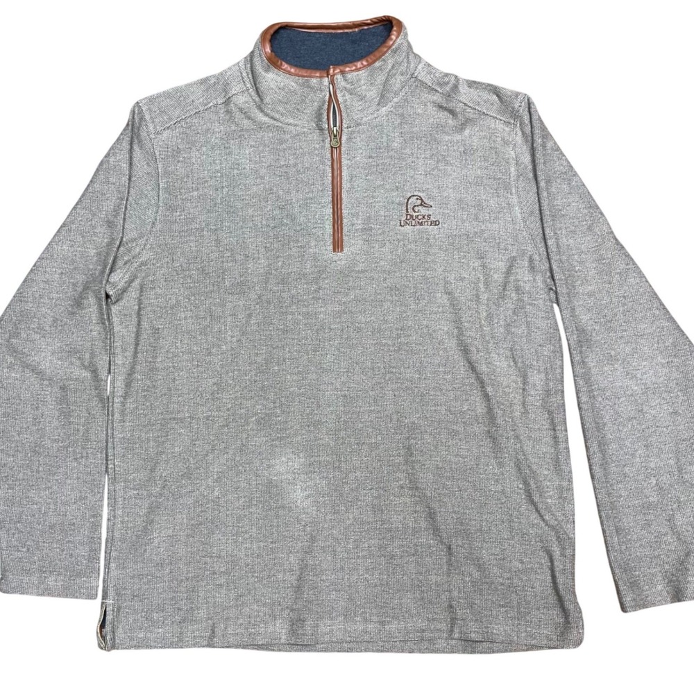 Ducks Unlimited | Mens L | 1/4 Zip | Pullover Sweater | Gray‎ | Long Sleeve
